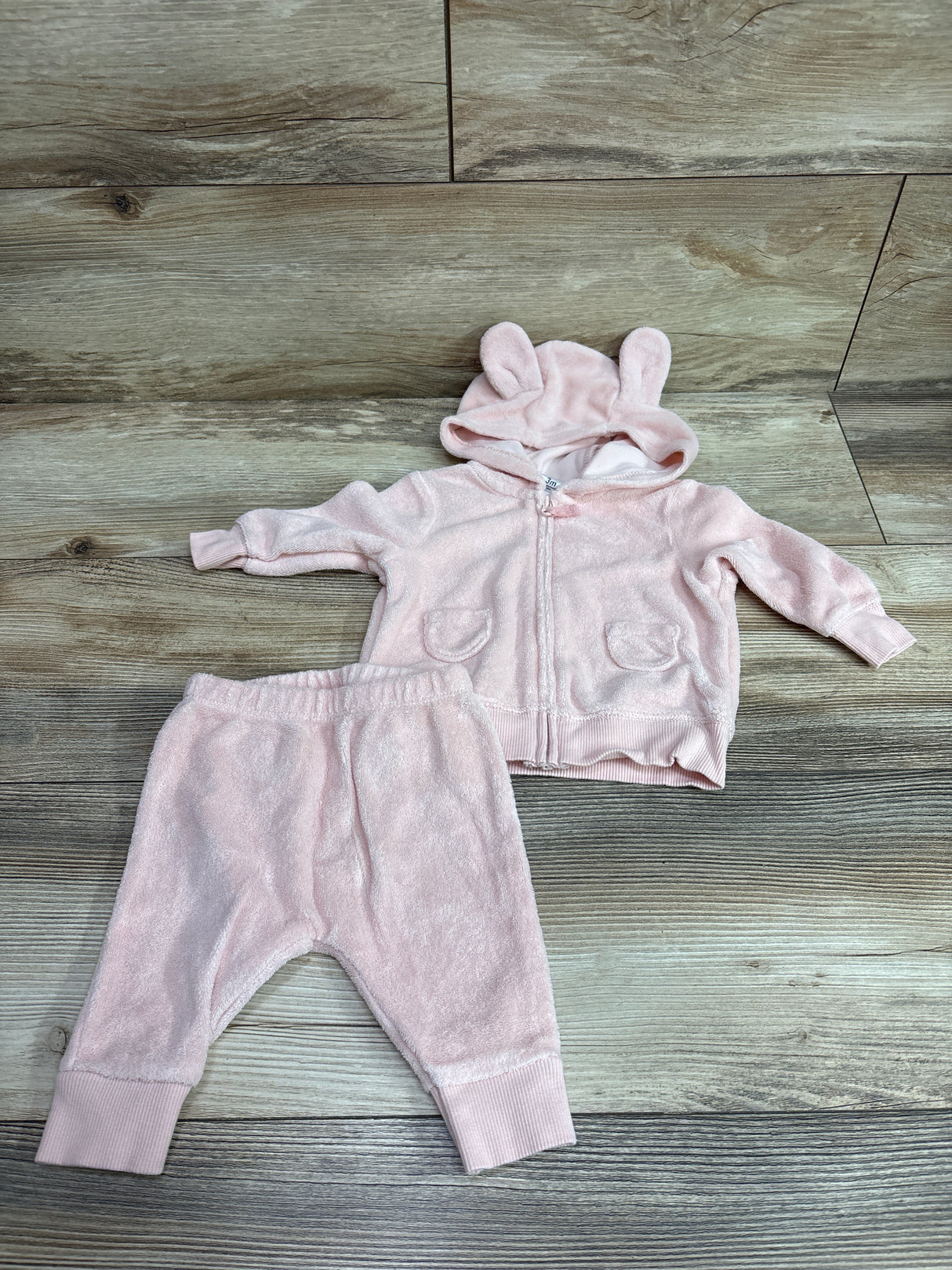 Carter's 2pc Terry Cloth Full Zip Hoodie & Joggers Set Pink sz 3m