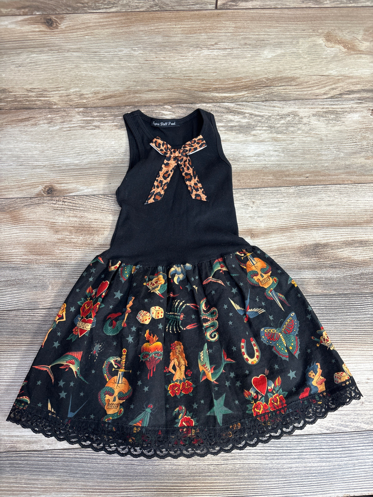 Paper Doll Prod Tattoo Flash Tank Dress Black sz 4T