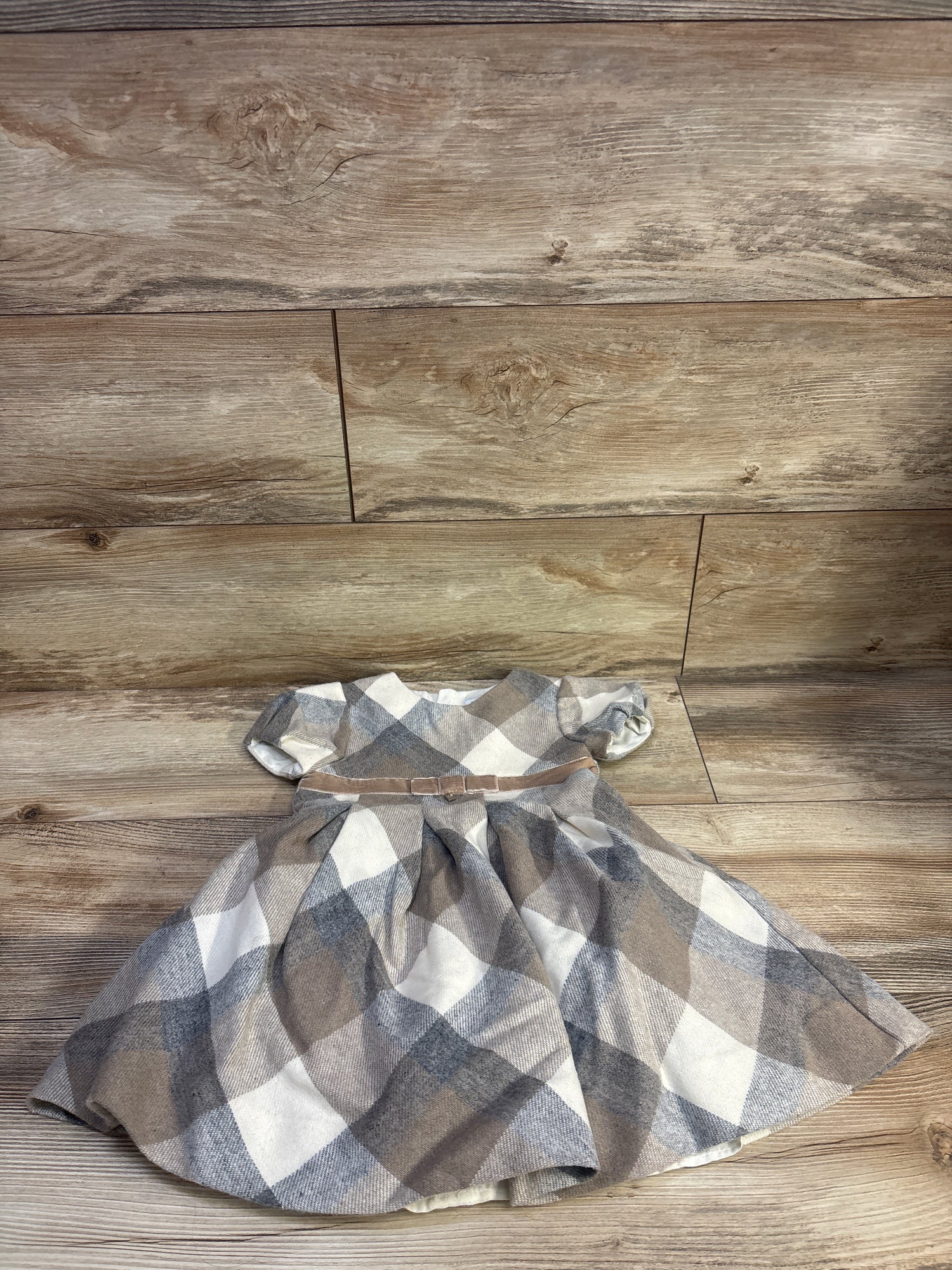 Mayoral Plaid Wool-Blend Dress Beige sz 3T