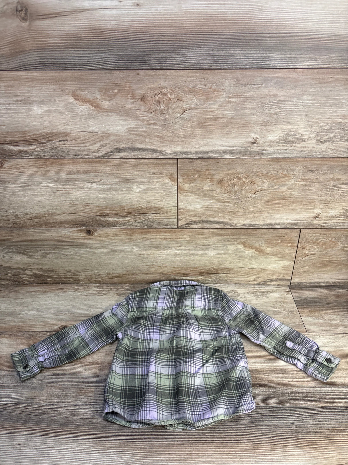 Cat & Jack Plaid Button Up Shirt Green sz 3T
