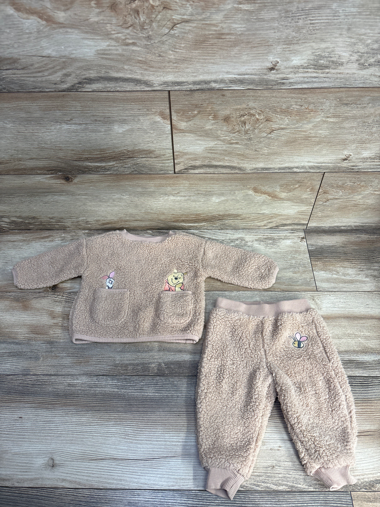 Disney Baby 2pc Sherpa Winnie The Pooh Sweatshirt Set Brown sz 3/6m