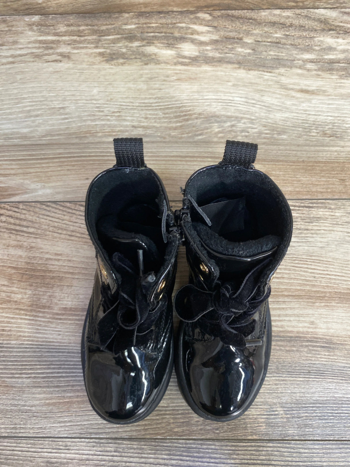 H&M Shiny Lace Up Boots Black sz 7.5c