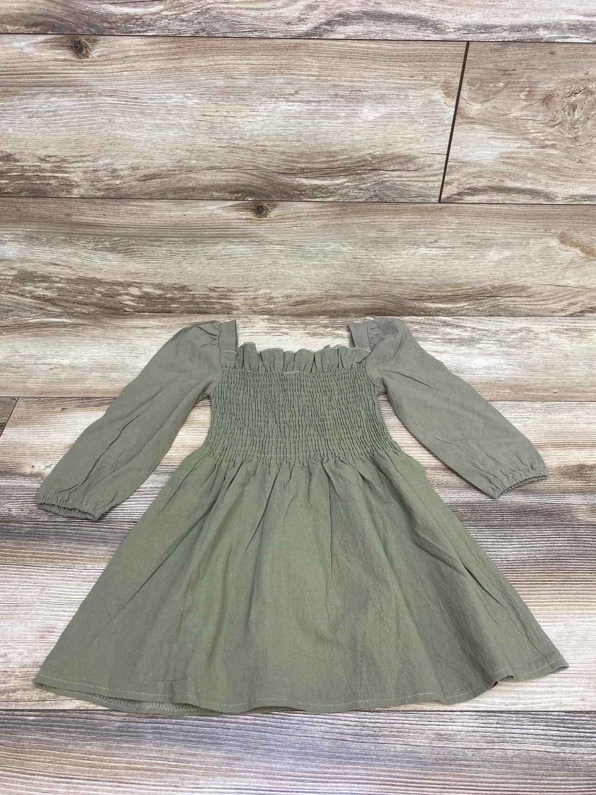 Happy Town Smocked Long Sleeve Button Dress Green sz 18-24m