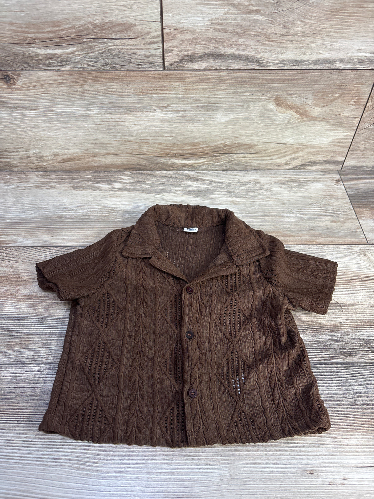 Shein Button Up Shirt Brown sz 12-18m