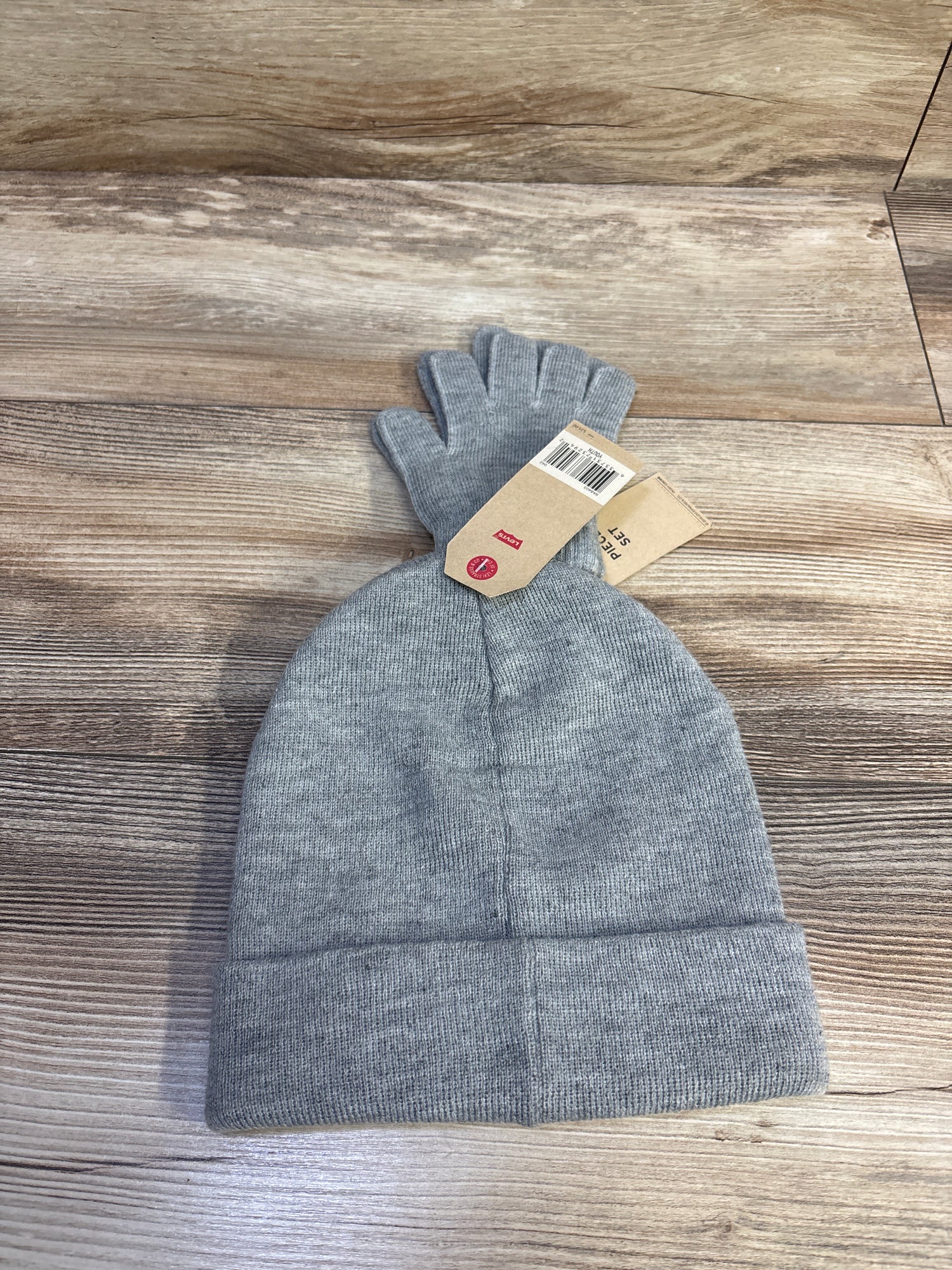 NEW Levi's 2pc Knit Hat & Gloves Grey OSFM