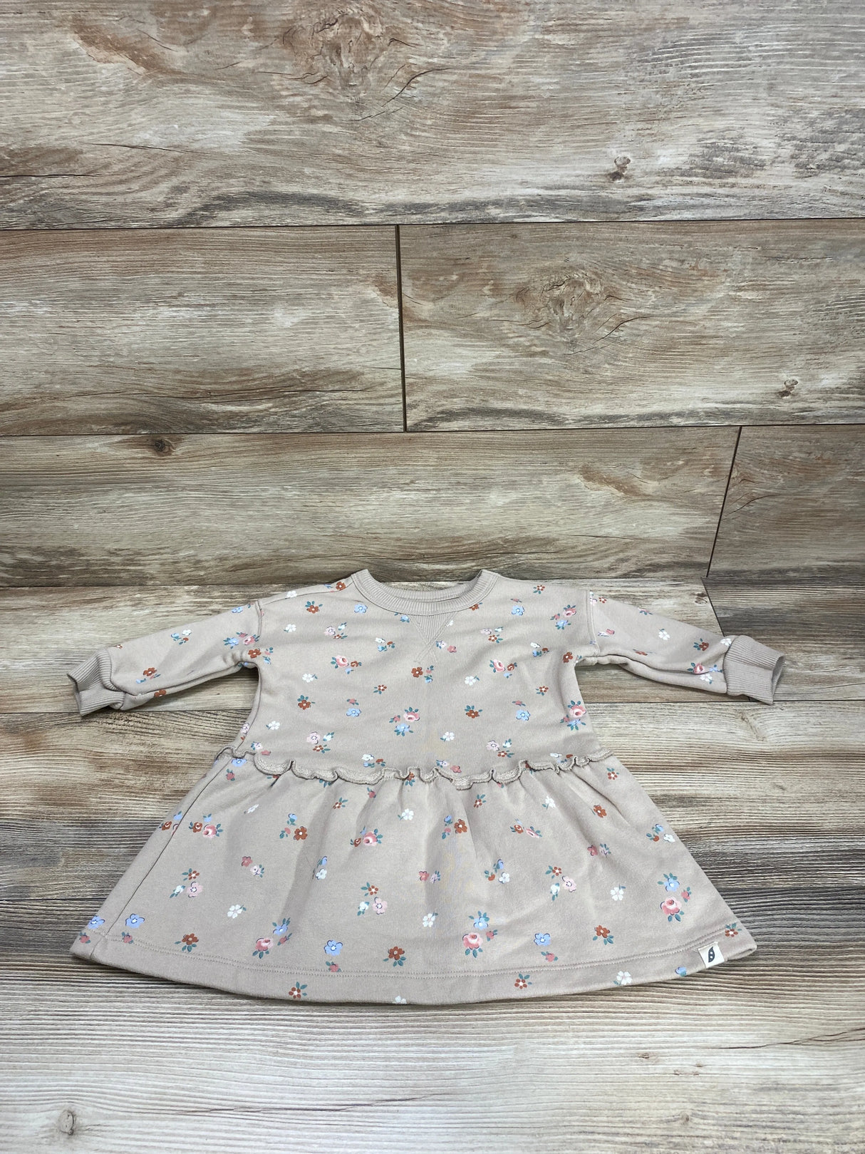 Easy-Peasy Floral Sweatshirt Dress Beige sz 12m