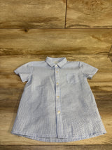 Bums & Roses Striped Seersucker Button-Up Shirt Blue sz 5-6T