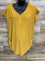 Sweet Wander 1/4th Zip Maternity Shirt Yellow sz XL