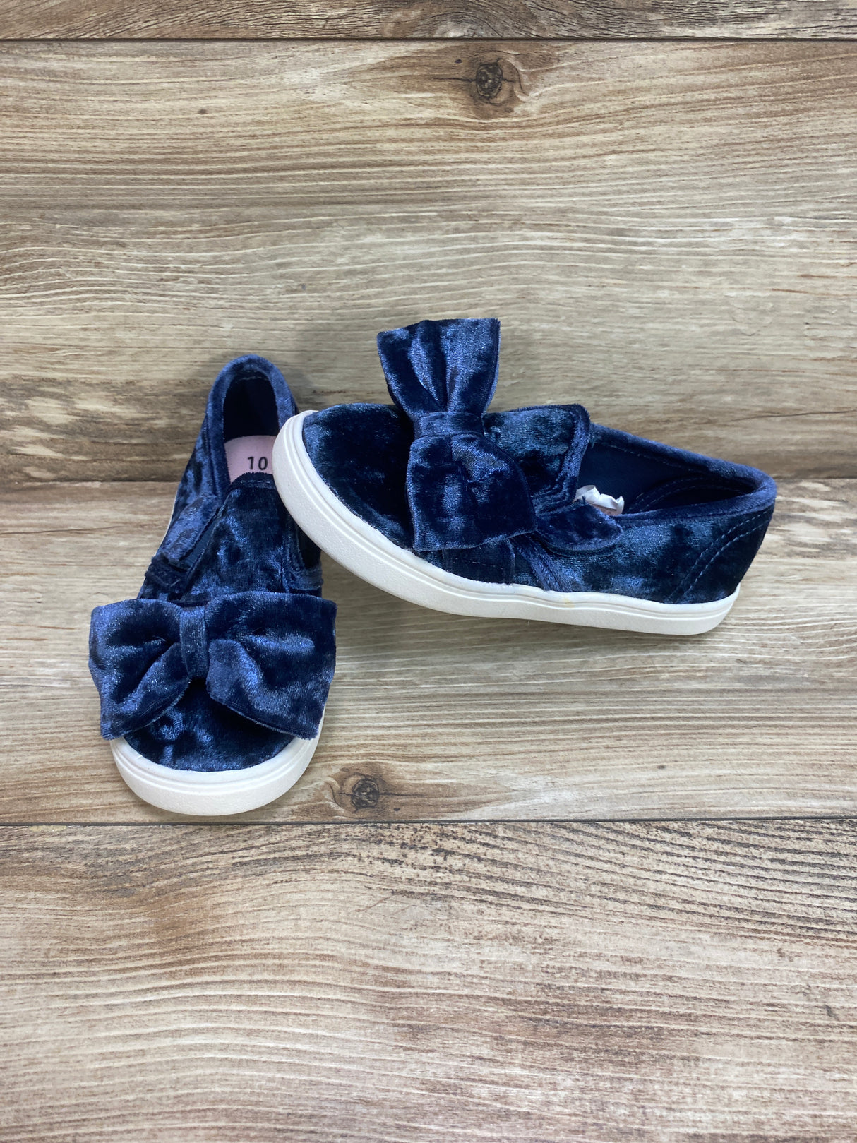 Wonder Nation Toddler Girls' Velour Bow Casual Shoes Blue Sz 10c