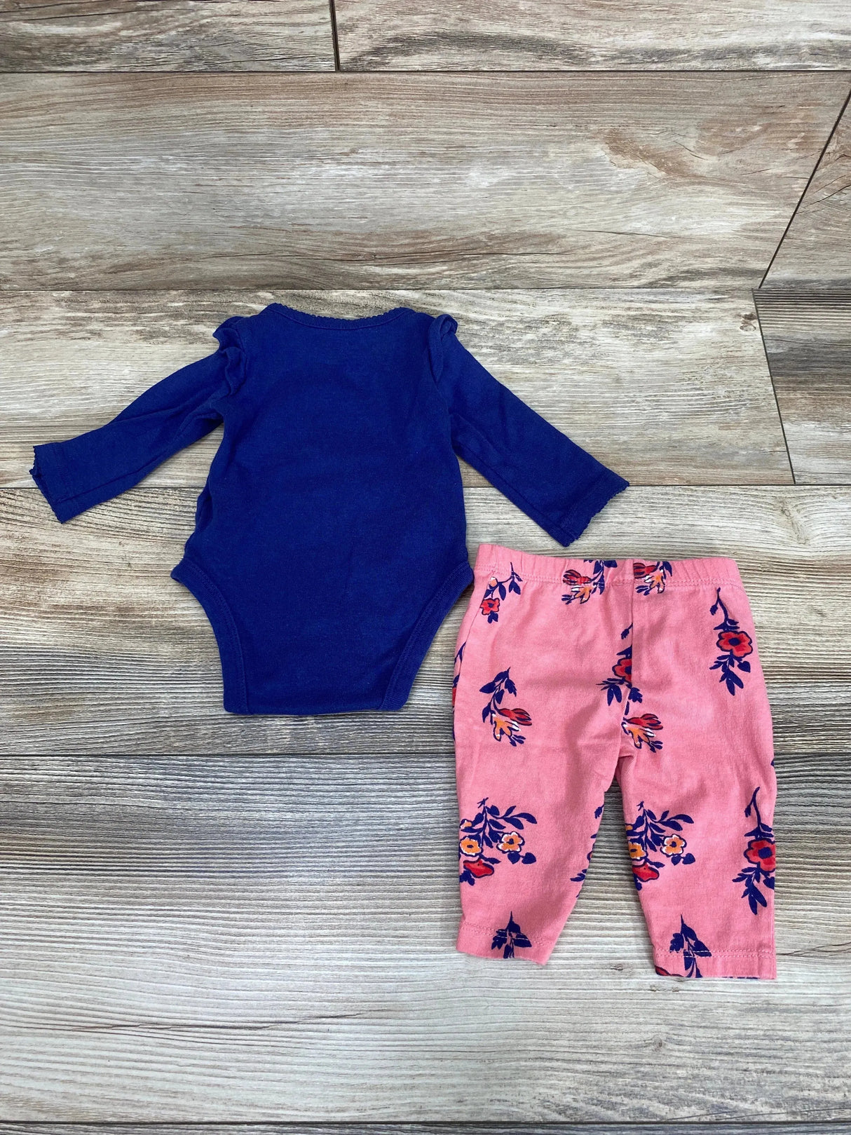 Carter's 2pc Floral Bodysuit & Pants Blue sz 3m