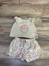 Disney Winnie The Pooh 2pc Eyelet Shirt & Shorts Set Yellow sz 4T