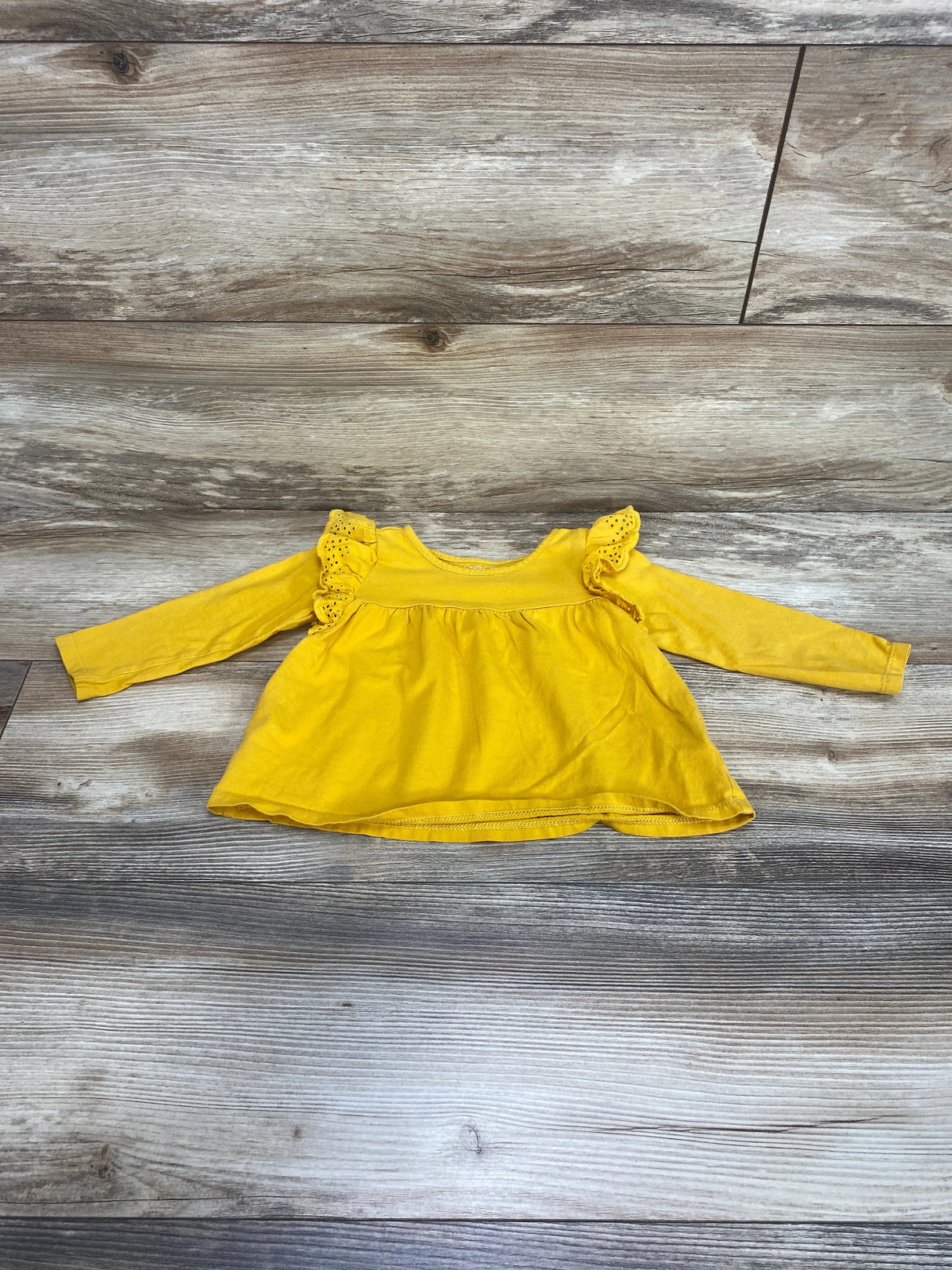 Cat & Jack Eyelet Ruffle Top Yellow sz 18m