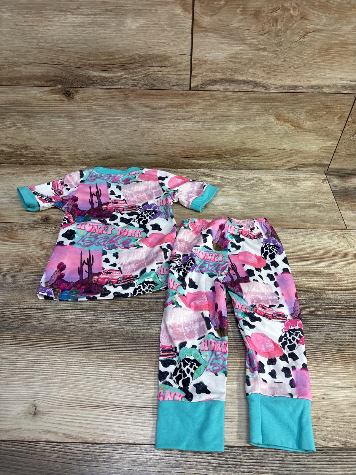 Western 2pc Honky Tonk Babe Pajama Set Pink sz  6-12m