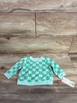 NEW Cat & Jack Checker Smile Face Sweatshirt Mint sz 0-3m