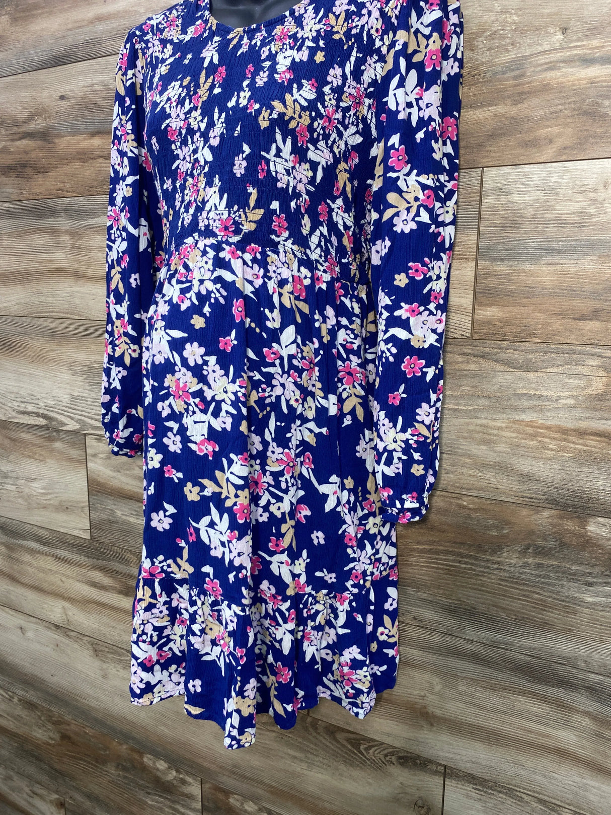 Sonoma Maternity Smocked Floral Dress Blue sz XL