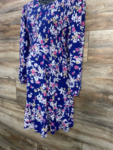 Sonoma Maternity Smocked Floral Dress Blue sz XL