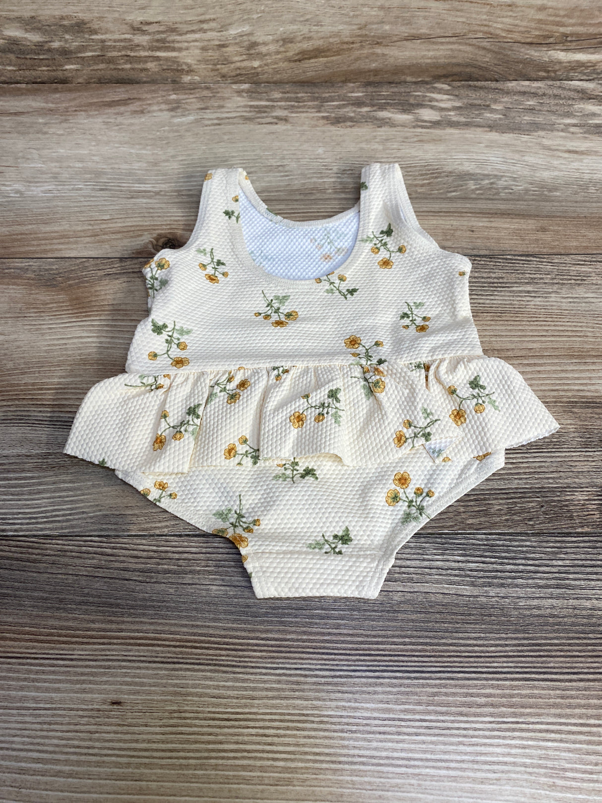 H&M Floral Flounce Swimsuit Cream sz 3-6m