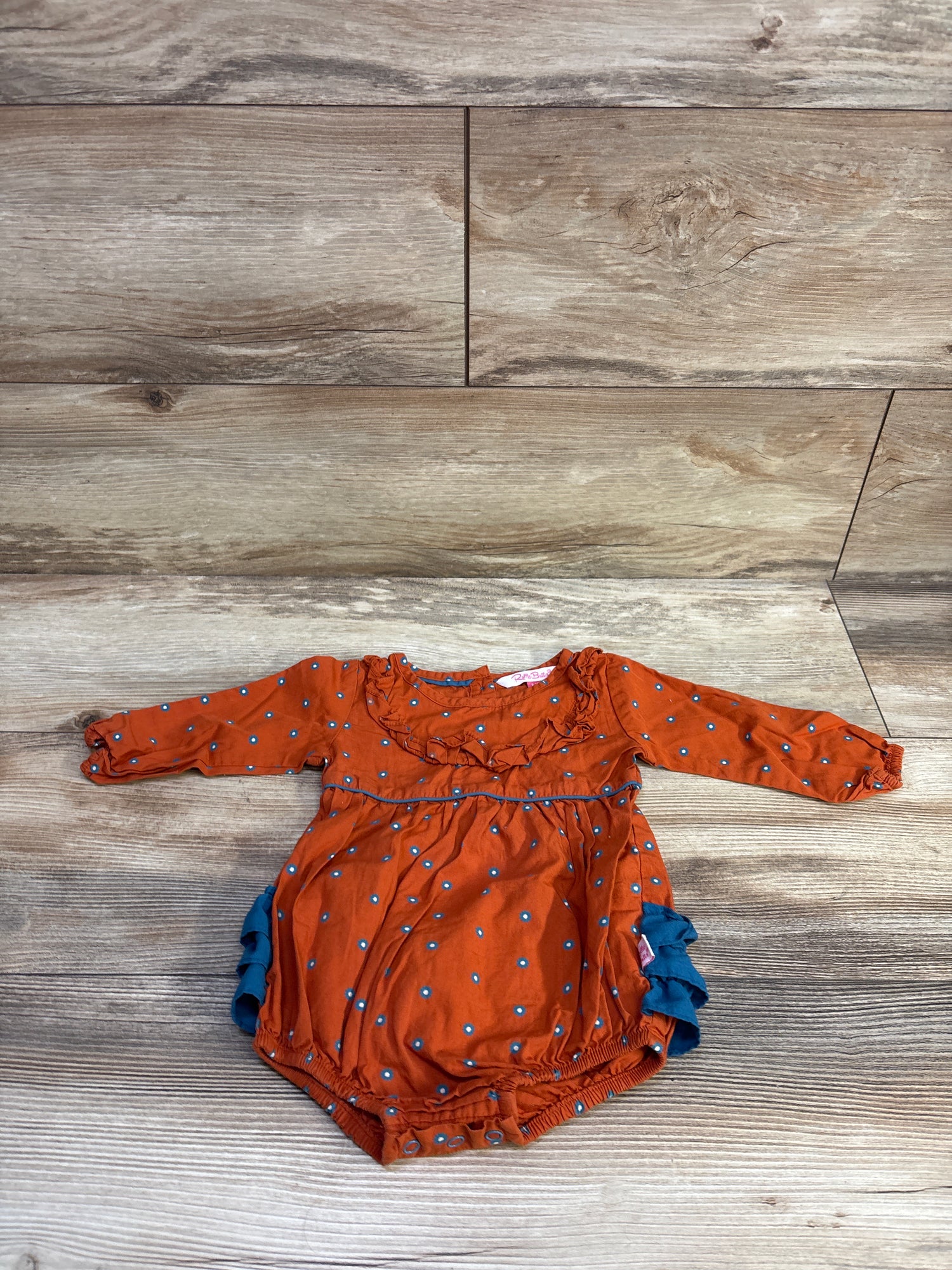 Ruffle Butts Long Sleeve Ruffle Bubble Romper Rust sz 6-12m