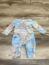 Map Print Coverall Blue sz 3-6m