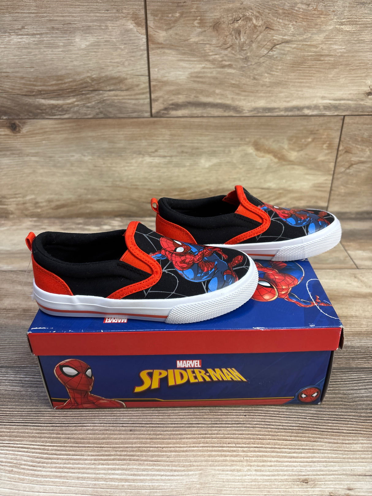 NEW Marvel Spiderman Twin Gore Slip-On Sneakers Black sz 11c