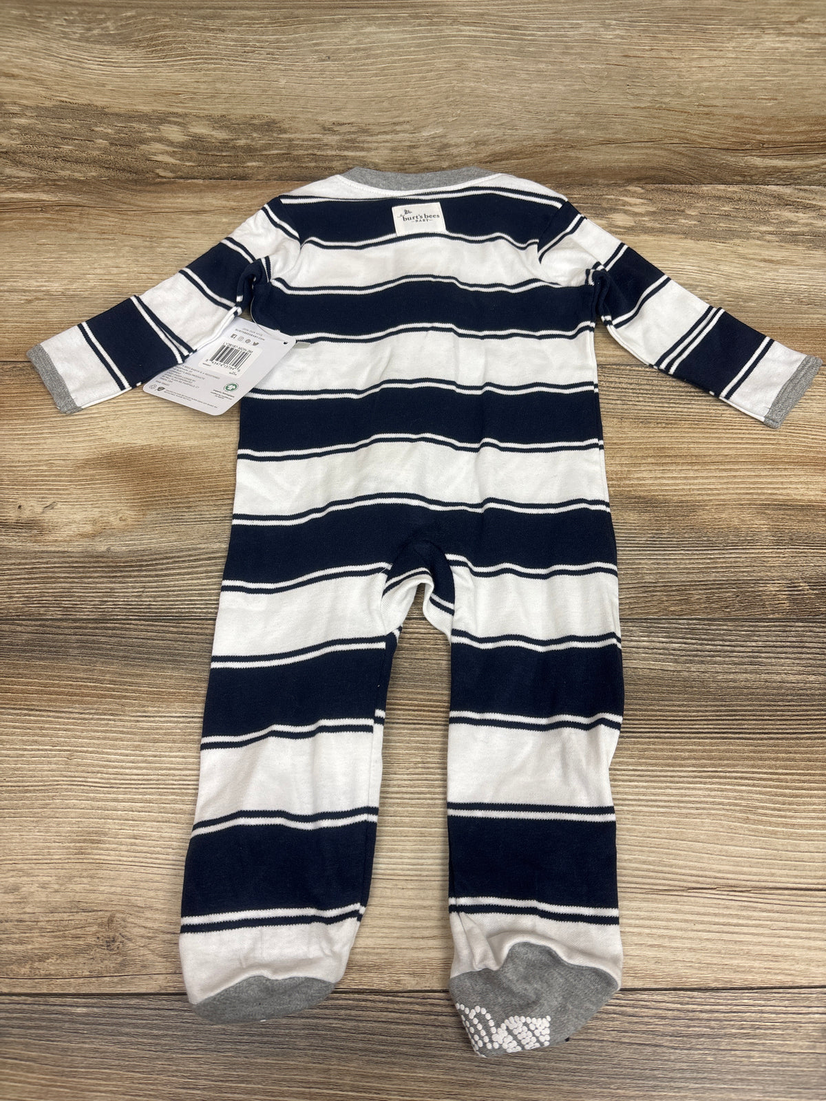 NEW Burt's Bees Baby Striped Sleeper White sz 0-3m