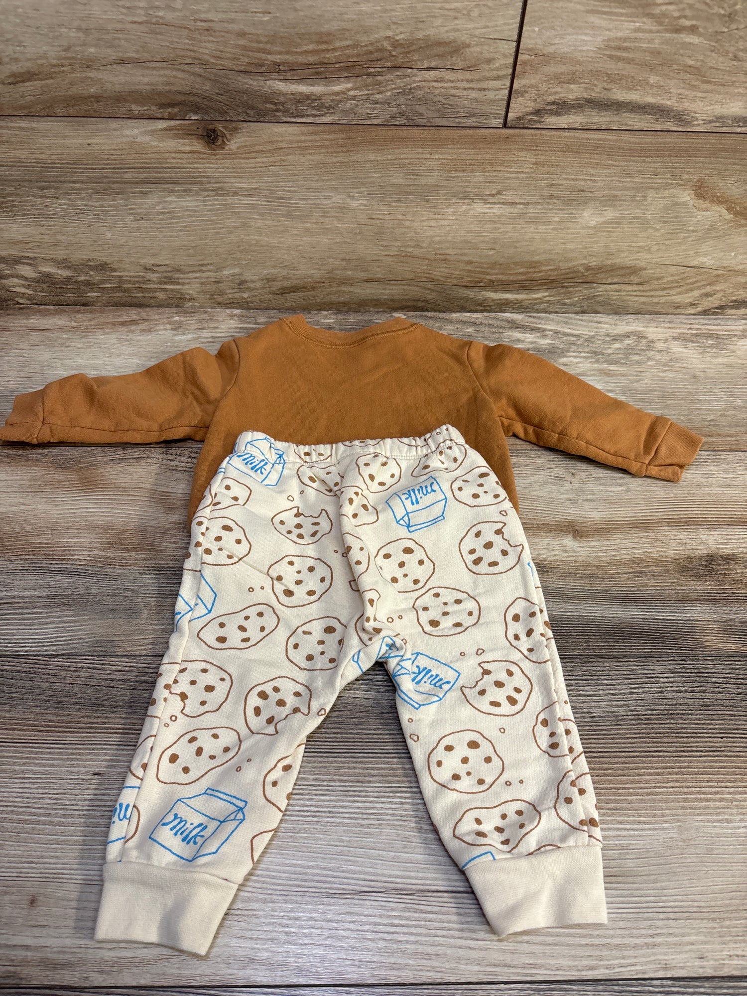 Cat & Jack 2pc Milk & Cookies Sweatshirt & Joggers Set Brown sz 6-9m