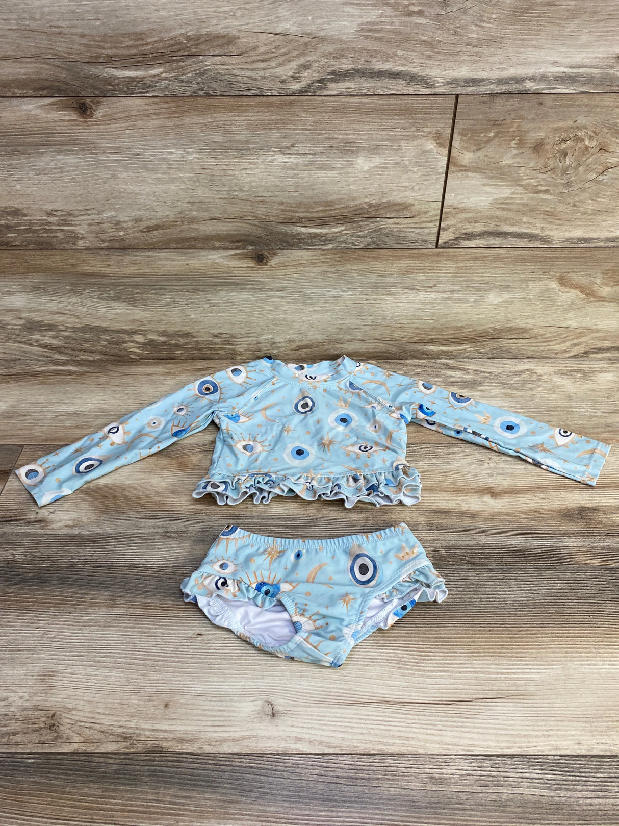 Posh P 2pc Celestial Rashguard Swimsuit Set Blue sz 3T