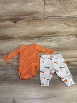 Just One You 2pc Striped Pumpkin Bodysuit Set sz Newborn