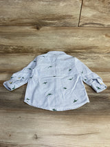 Carter's Striped Dino Button-Up Shirt Blue sz 18m - Me n Mommy To Be