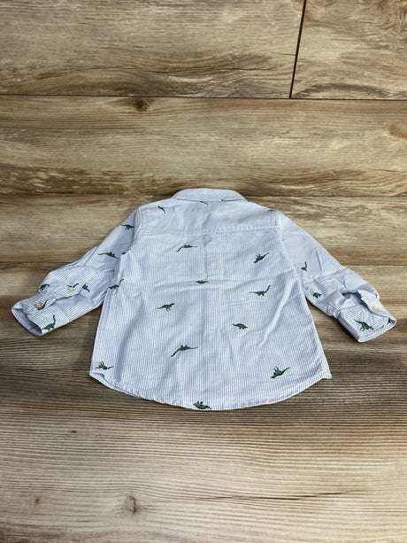 Carter's Striped Dino Button-Up Shirt Blue sz 18m - Me n Mommy To Be