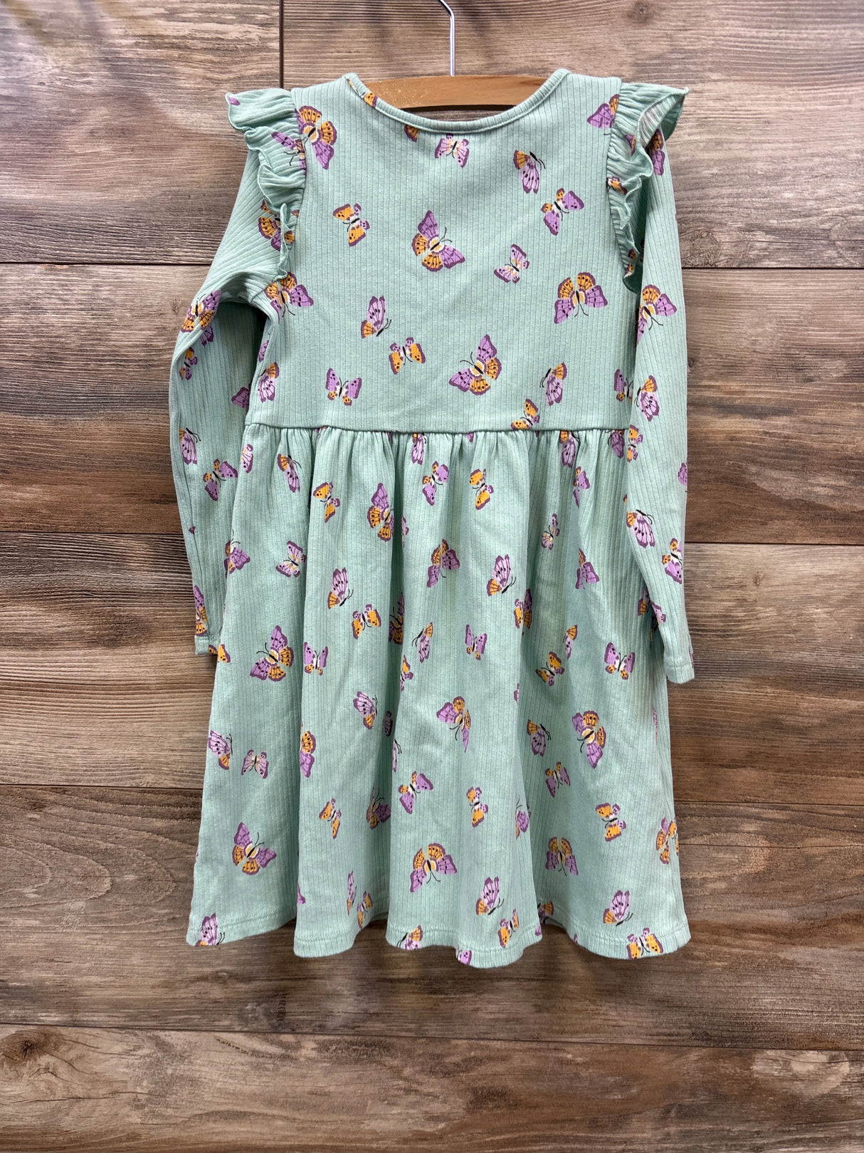 Jumping Beans Ribbed Butterfly Long Sleeve Dress Mint sz 5T