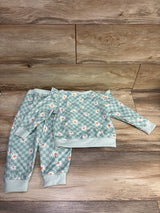Shein 2pc Floral Sweatshirt & Joggers Set Green sz 2-3T
