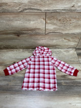 First Impressions Plaid Full Zip Hoodie Red sz 6-9m