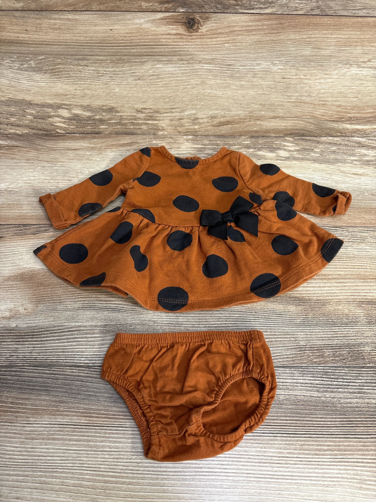 Just One You 2pc Polka Dot Dress & Bloomers Brown sz Newborn