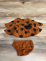 Just One You 2pc Polka Dot Dress & Bloomers Brown sz Newborn
