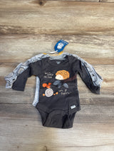 NEW Gerber 3pk Hello Little Friend Bodysuit Set Grey sz Newborn