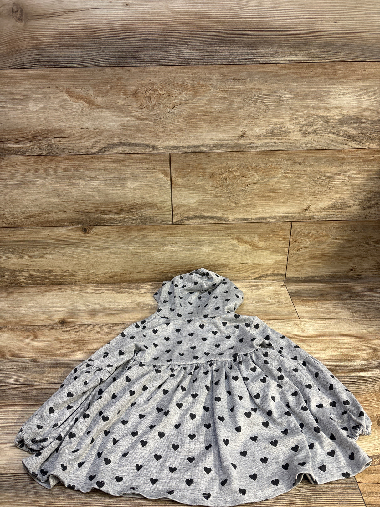 Pippa & Julie Hooded Heart Print Dress Grey sz 5T