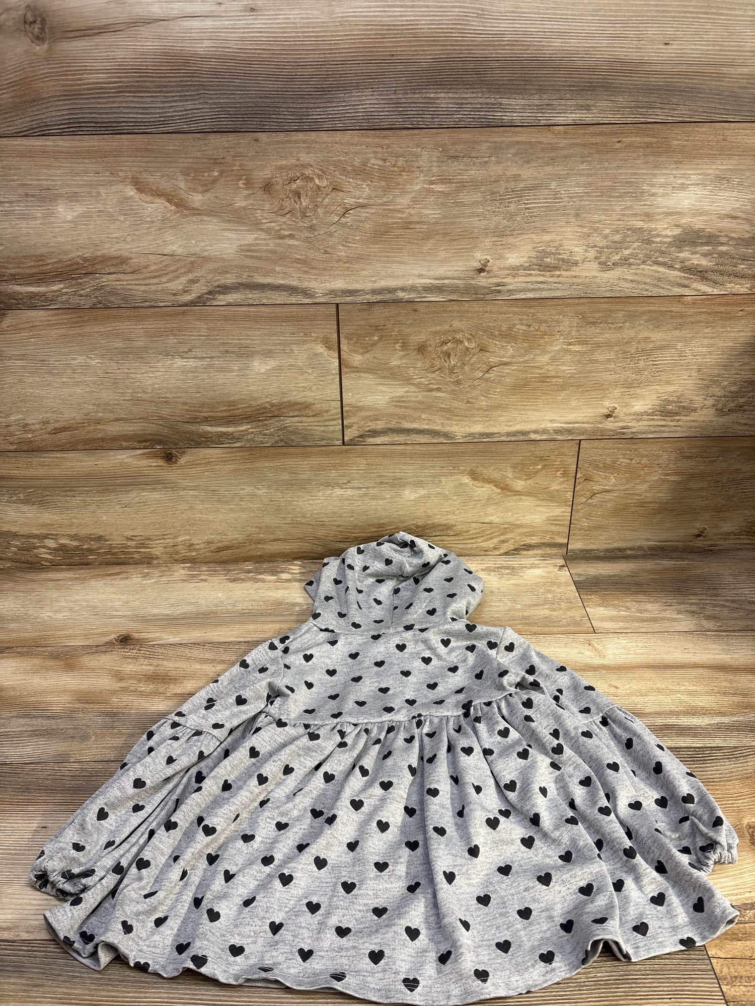 Pippa & Julie Hooded Heart Print Dress Grey sz 5T