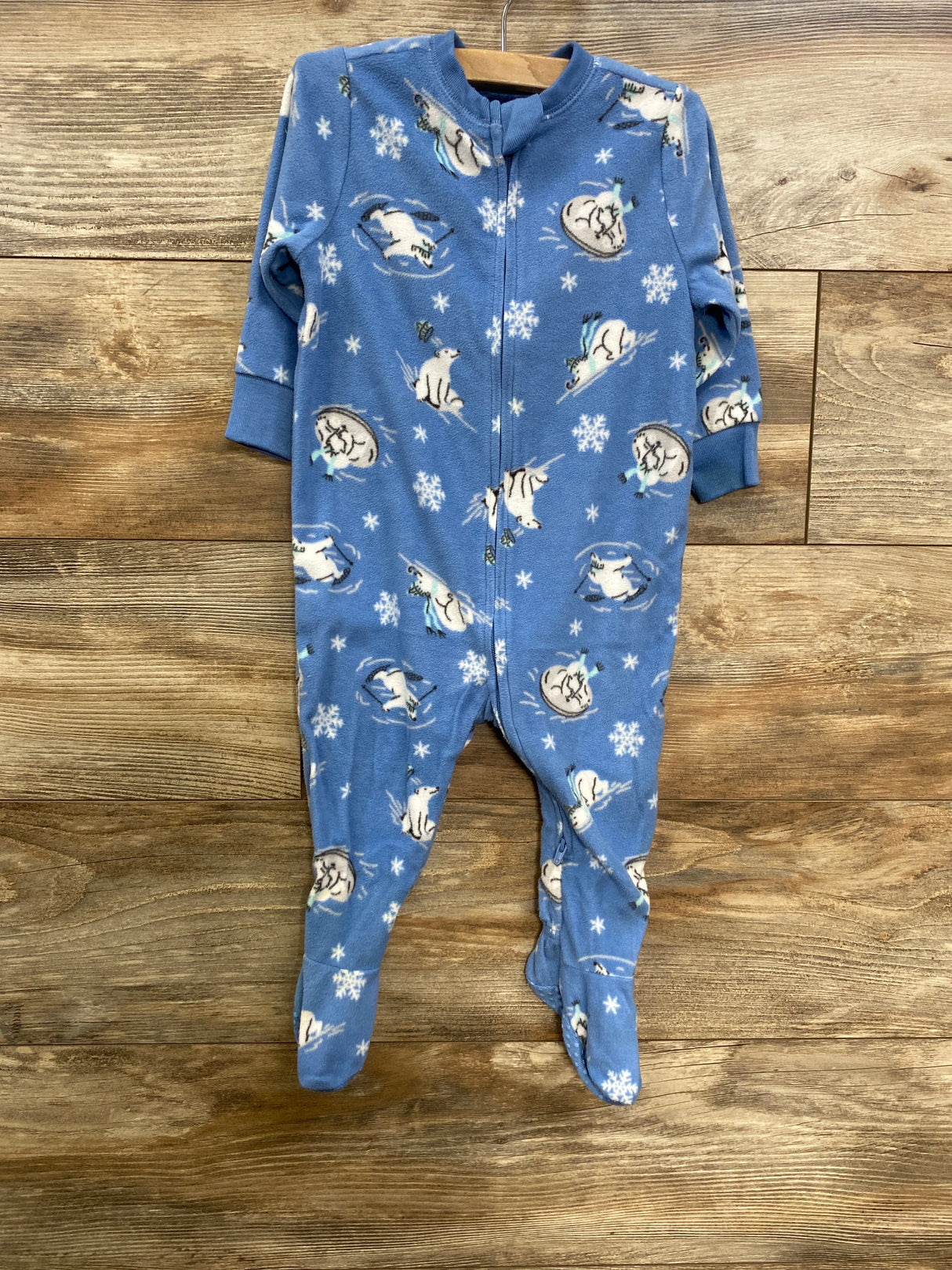 Old Navy Winter Polar Bear Blanket Sleeper Blue sz 12-18m