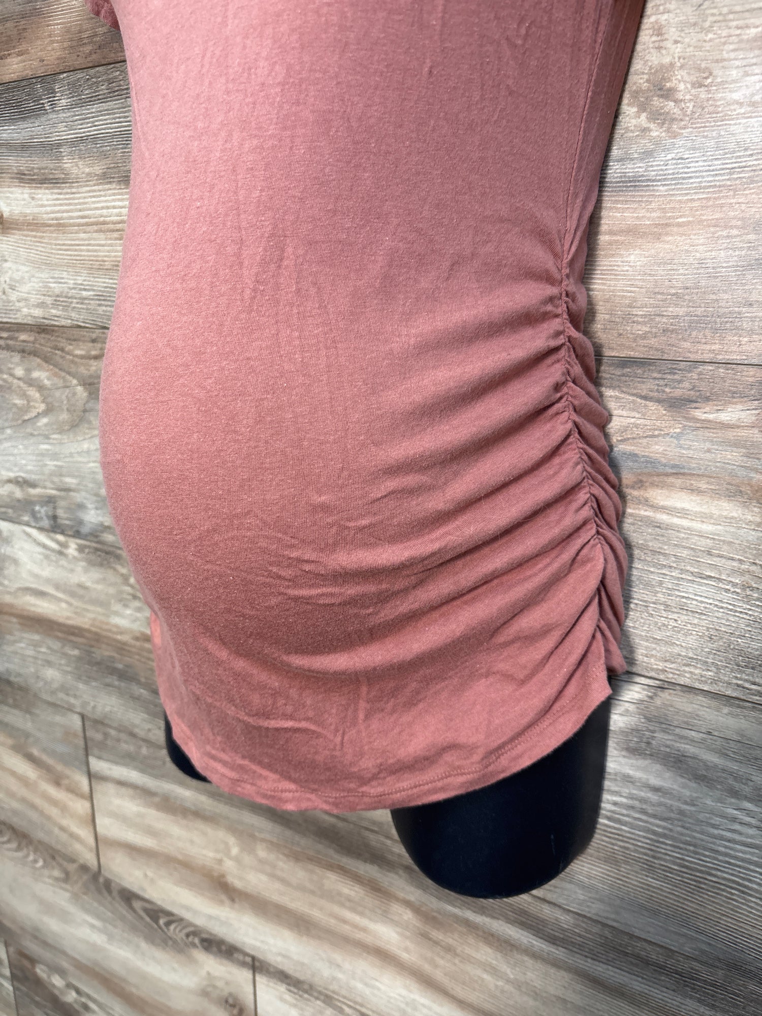 Isabel Maternity Ruched V-Neck Shirt Orange sz XS