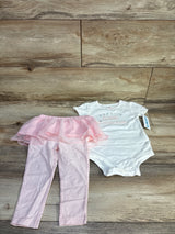 NEW Carter's 2pc Daddy's Little Princess Bodysuit & Tulle Skeggings Set White sz 18m