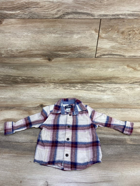 OshKosh Baby toddler 18M long sleeve plaid flannel shirt on wooden floor