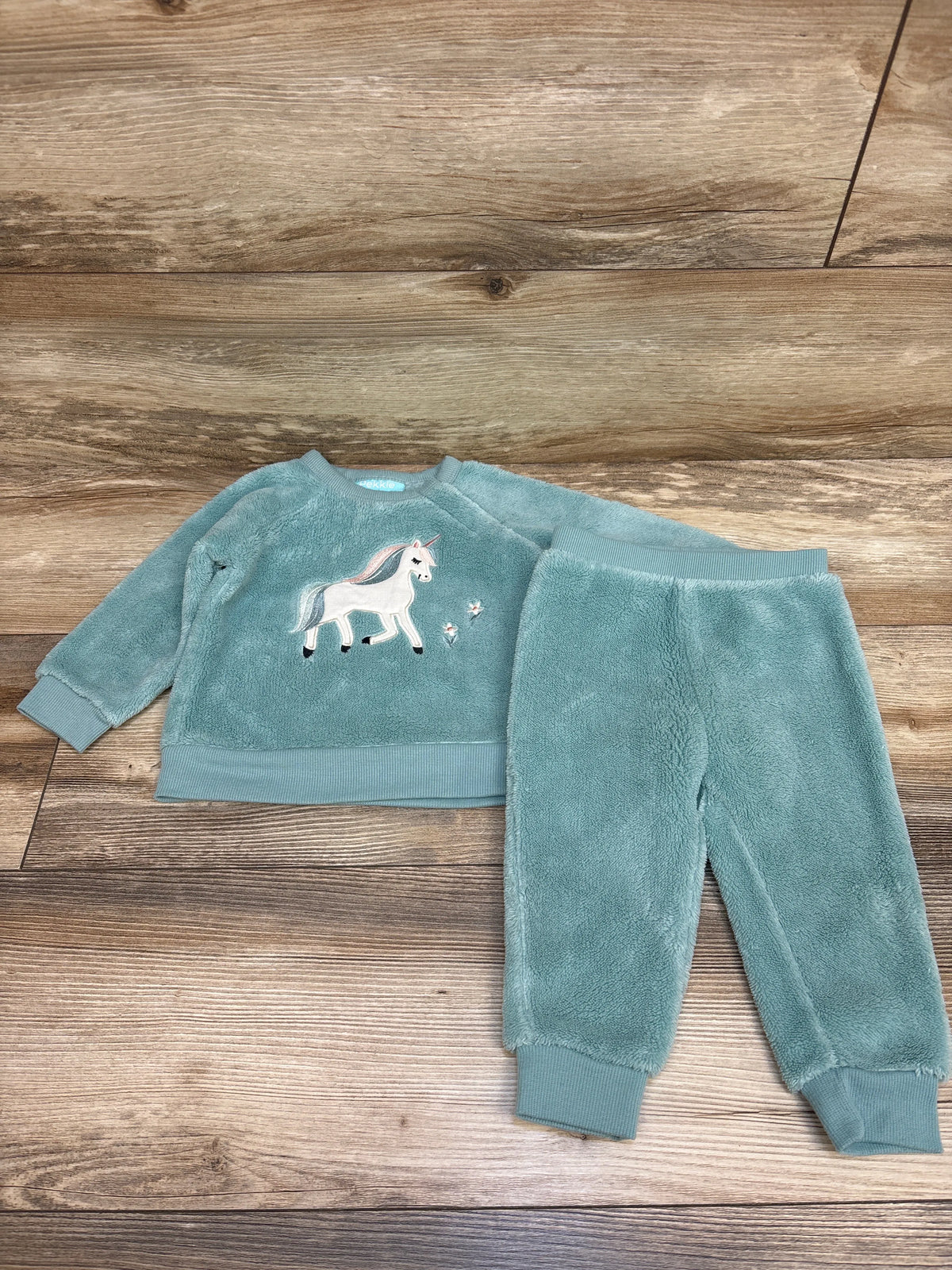 Pekkle 2pc Plush Unicorn Sweatshirt & Pants Set Blue sz 12m