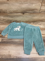 Pekkle 2pc Plush Unicorn Sweatshirt & Pants Set Blue sz 12m