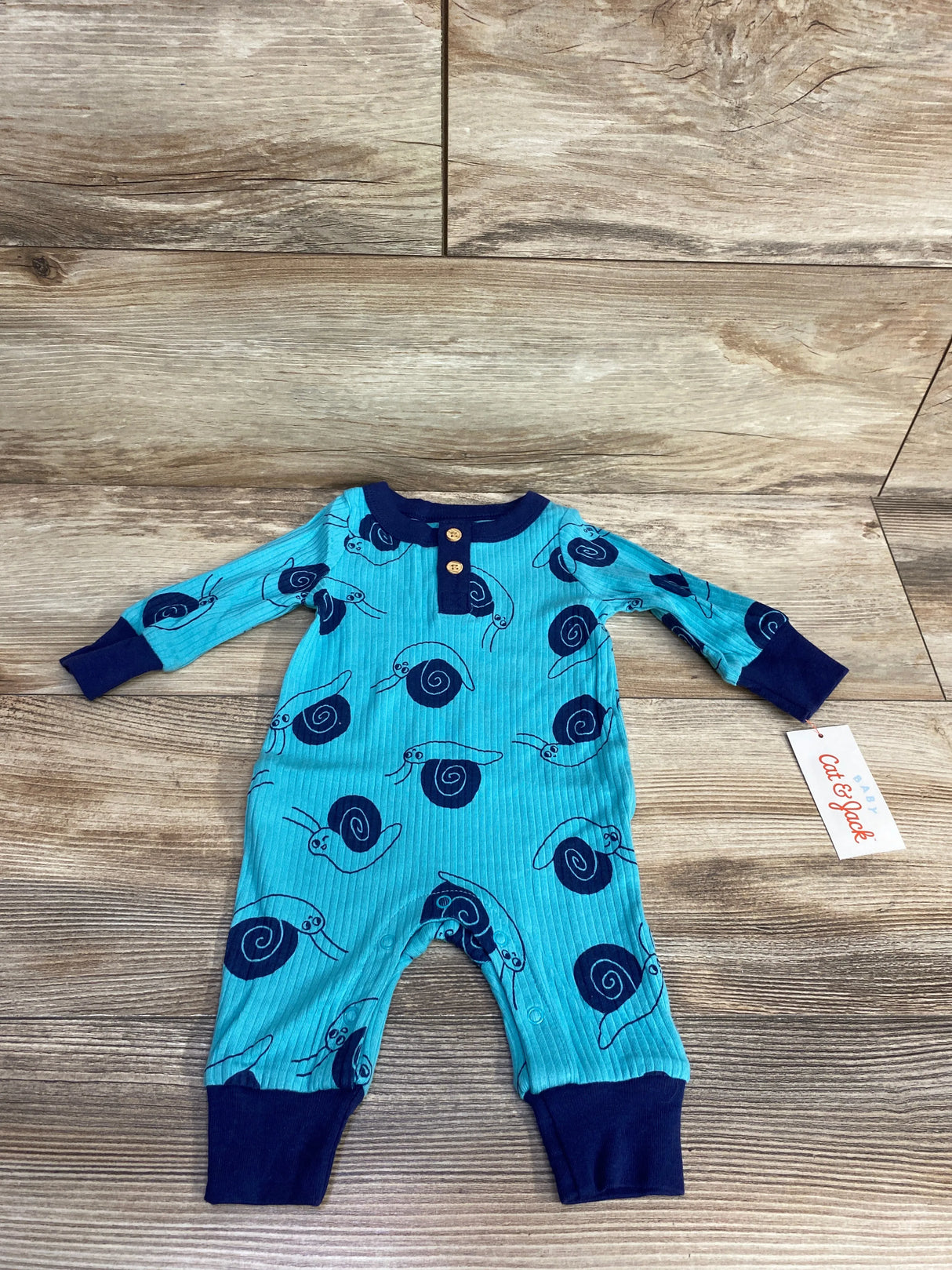NEW Cat & Jack Snail Ribbed Coverall Blue sz Newborn