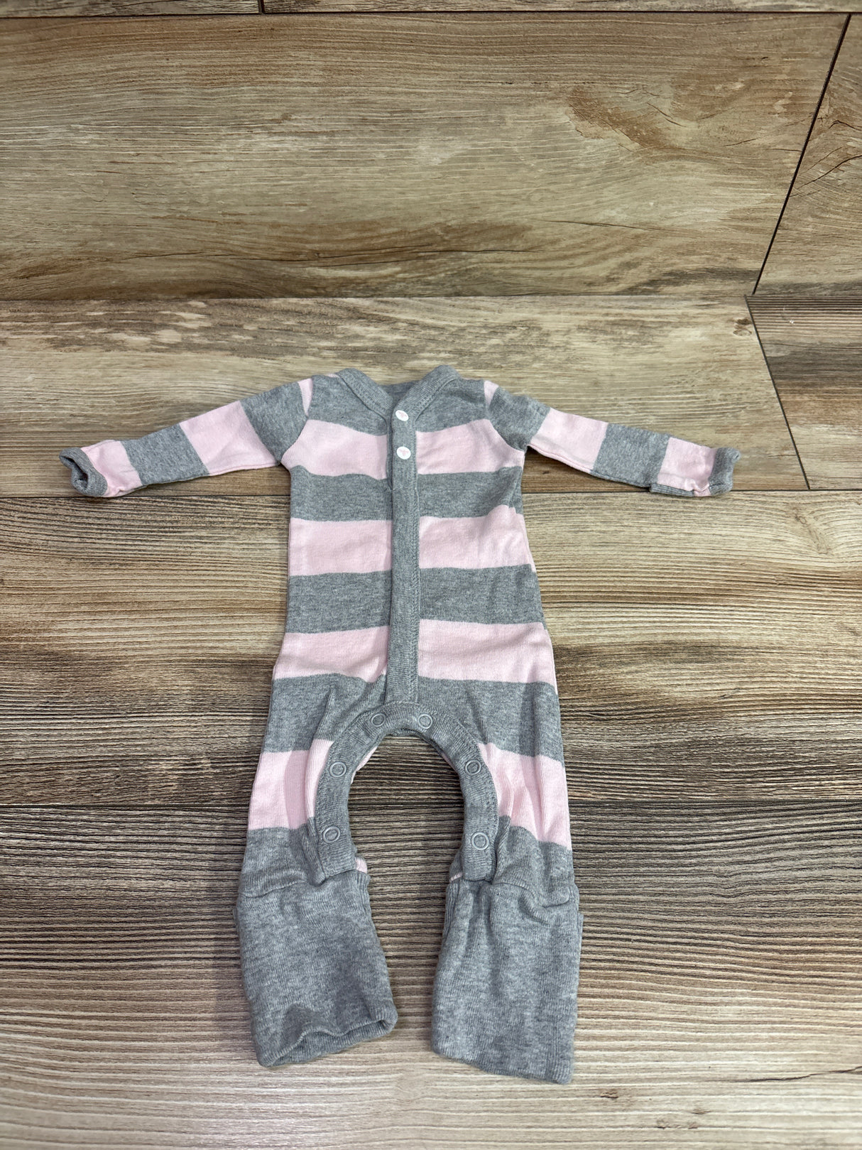 Burt's Bees Baby Striped Henley Sleeper Pink sz Preemie