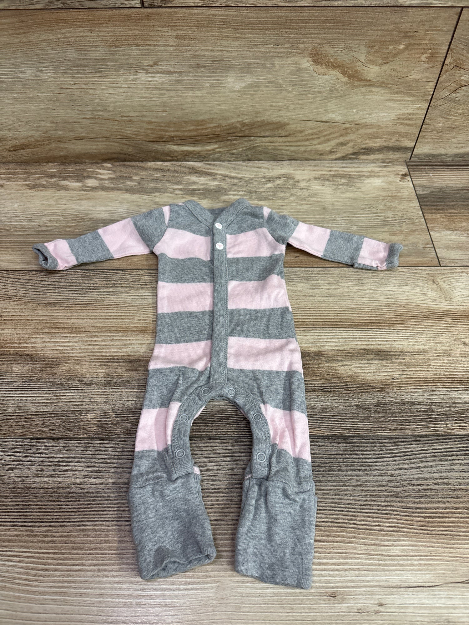 Burt's Bees Baby Striped Henley Sleeper Pink sz Preemie