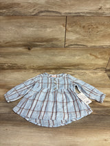 NEW Jumping Beans Henley Plaid Peplum Top Blue sz 12m