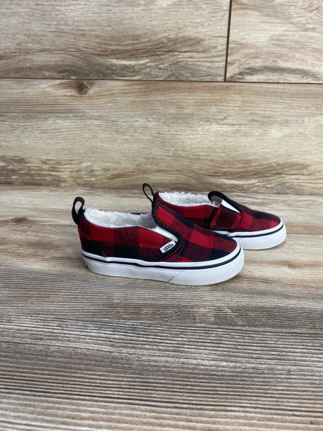 Vans Sherpa Lined Slip-On Shoes Red Plaid sz 6.5c - Me n Mommy To Be