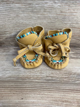 Baby Bootie Beaded Leather Moccasin Slippers sz 2c